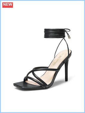 Strappy Lace Up Heeled Sandals Square Open Toe Stiletto Prom Party Date Shoes